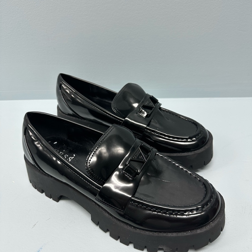 Guess Black Patent Leather Loafers